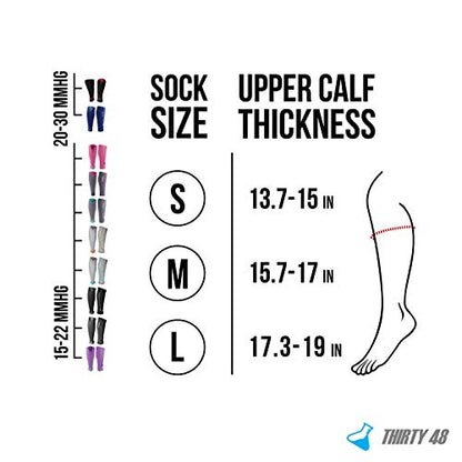 Thirty48 Graduated Calf Compression Sleeves 15-20 OR 20-30 mmHg | Maximize Fast Recovery by Increasing Oxygen to Muscles - color: [2 Pairs] Pink, size: Small