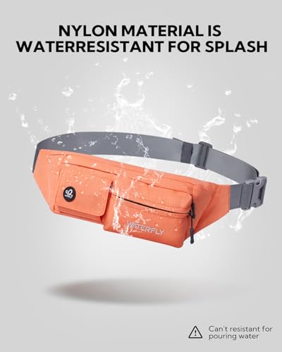 WATERFLY Small Fanny Pack for Women Men, Crossbody Travel Waist Bag Orange - color: Orange