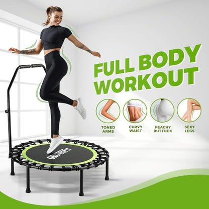 ONETWOFIT Foldable Mini Bungee Rebounder Trampoline for Adults with Handle - size: 40inch