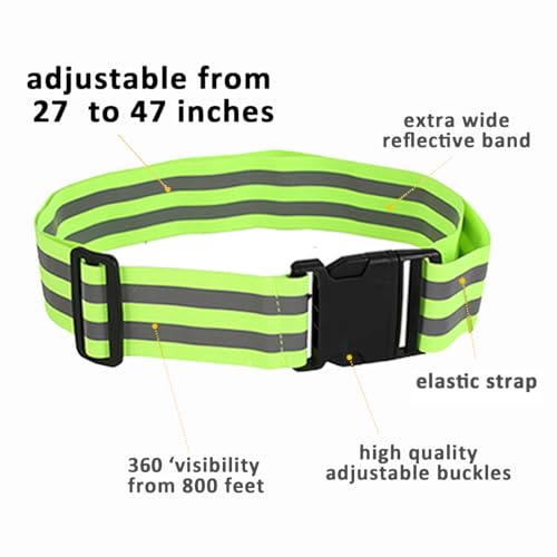 10 Pack Reflective Running Vests with Slap Bands, High Visibility Safety Reflective Reflector Vest Running Gear for Night Walking Cycling Hiking Jogging - color: C-10pcs Green Belts