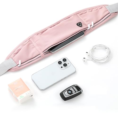 Running Belt Waist Pack, Slim Phone Pouch for Jogging Travel and Hiking - color: Pink