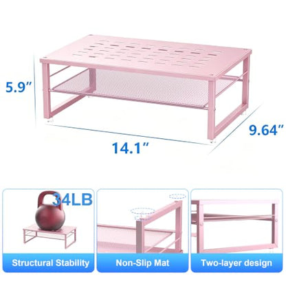 gianotter 2-Tier Metal Monitor Stand Riser - color: Pink