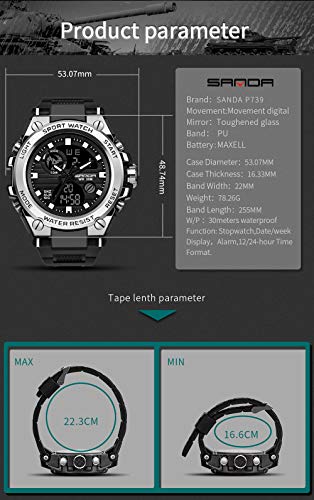 KXAITO Men's Watches Sports Outdoor Waterproof Military Watch Date Multi Function Tactics LED Alarm Stopwatch - color: 26_Silver