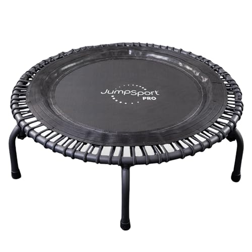 JumpSport 550 Workout Rebounder for Adults, 44" | PRO CE | Mini Exercise Fitness Trampoline Jumper with Cables | Black - color: Matte Black, style: Foldable Frame / Skirt Mat