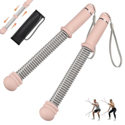 Adjustable Ropeless Battle Ropes for Home Gym for Men & Women, Portable Cordless Battle Ropes, Quiet Exercise Rope with Variable Resistance, Strength & Low-Impact Cardio for HIIT (Pink) - color: Pink