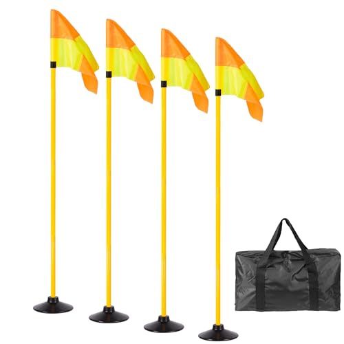5FT Corner Flags for Soccer Field Set of 4 with Round Rubber Bases