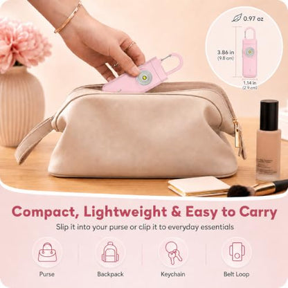 Rechargeable Personal Alarm for Women - Travel College Dorm Essentials - color: Light Pink