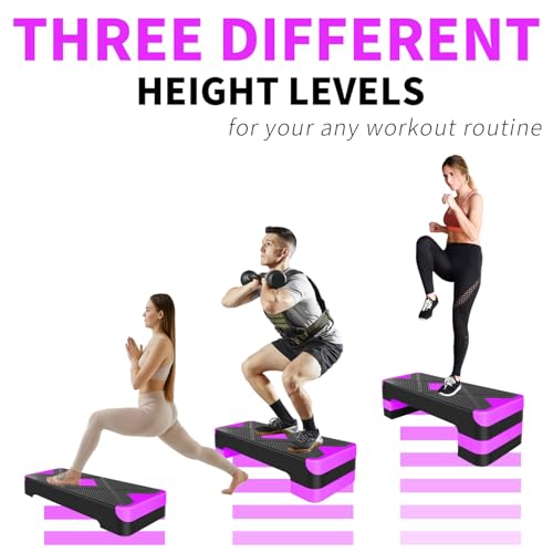 27" Aerobic Exercise Step Platform Adjustable Stepper - color: Purple