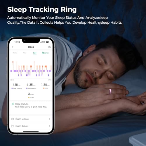 Smart Ring for Women & Men, Health Tracker Ring, Fitness Tracker Ring - color: Gold, size: 10#