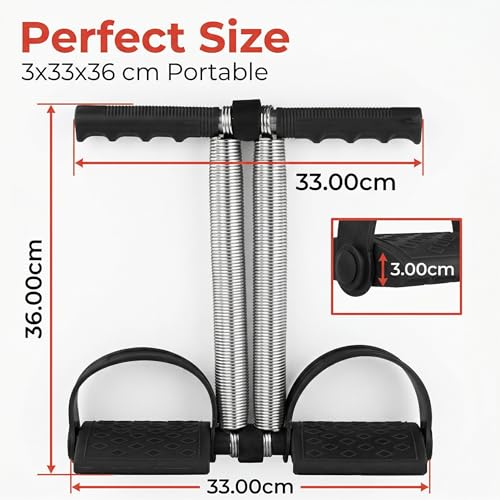 Dual Spring Tension Foot Pedal, Spring Steel Abdominal Leg Exerciser Foot Pedal Dual Spring Sit Up Equipment Lightweight and Portable for Muscle Training (Black)