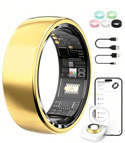 AI Smart Ring for Women Men, Health Fitness Tracker Ring with AI Health Analysis, Heart Rate Blood Oxygen Sleep Monitor, IP68 Waterproof Activity Tracker, No APP Fee (Gold, 12#) - color: Gold, size: 12#