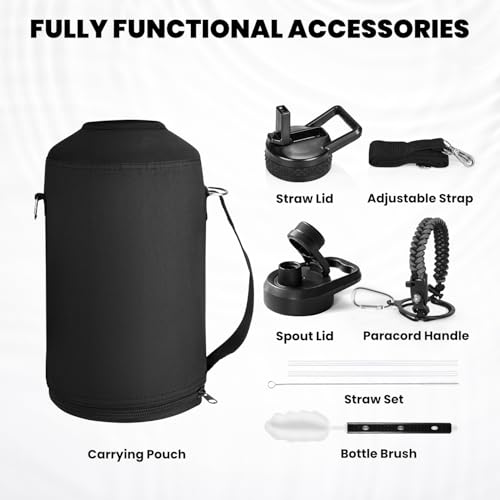 RAYMYLO One Gallon Water Bottle Insulated 128 oz, Stainless Steel - color: Dark Gray, size: 128 Ounces