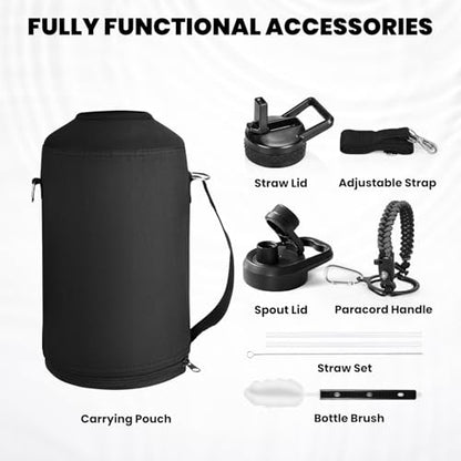 RAYMYLO One Gallon Water Bottle Insulated 128 oz, Stainless Steel - color: Dark Gray, size: 128 Ounces