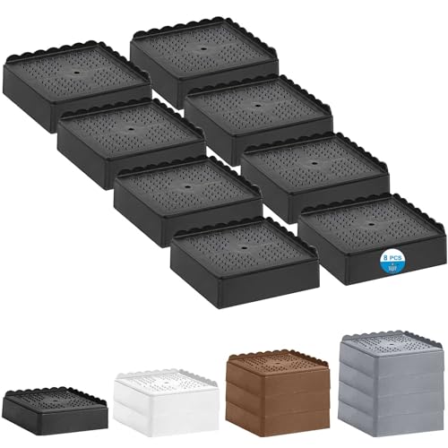 Bed Risers 1 inch, 2 inch, 3 inch, 4 inch Heavy Duty, Adjustable Furniture Riser for Table Desk Couch Sofa Chair Recliner Leg Frame Dorm, Stackable Bed Raisers Blocks (Black 8 Pack, 1 inch) - color: Black 8 Pack, size: 1 Inch