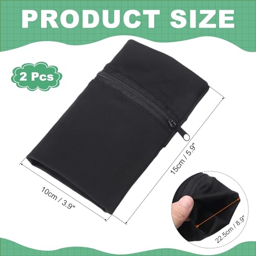 uxcell Wrist Pouch Wrist Wallet Sports Wristband Wallet with Pocket for Running Jogging Hiking Cycling Yoga - color: Black
