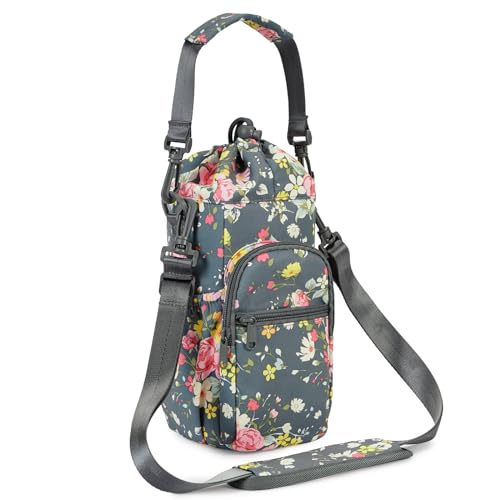 sportsnew 40oz Crossbody Water Bottle Bag for Gym Hiking - color: Rose