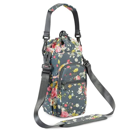 sportsnew 40oz Crossbody Water Bottle Bag for Gym Hiking - color: Rose