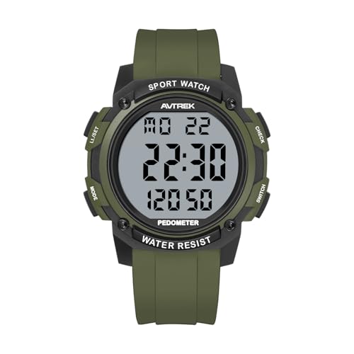 AVTREK Pedometer Watch for Walking Steps and Miles No Bluetooth/APP Needed - color: Green