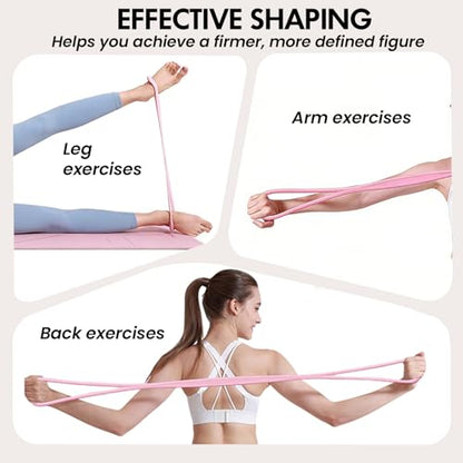 Figure 8 Resistance Band with Handles, for Home Gym,Yoga & Physical Therapy - color: 15lb Pink + 25lb Blue