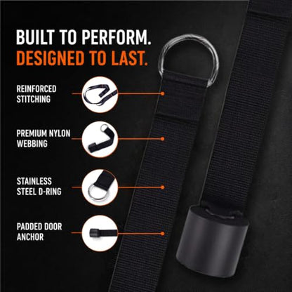 12 Loop Stretching Strap – Non-Elastic Stretch Strap with Door Anchor & D-Rings for Hamstring, Legs, Yoga, Mobility & Flexibility Training