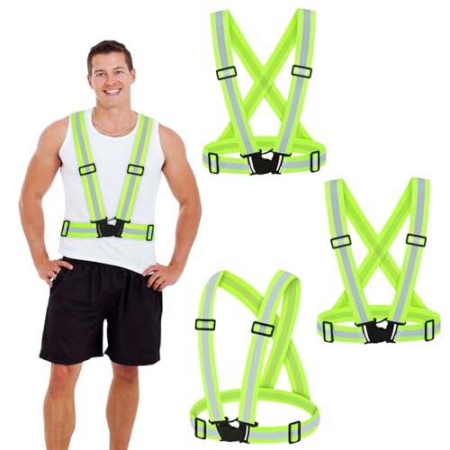 3PCS Reflective Vest Running Gear - color: Green X3