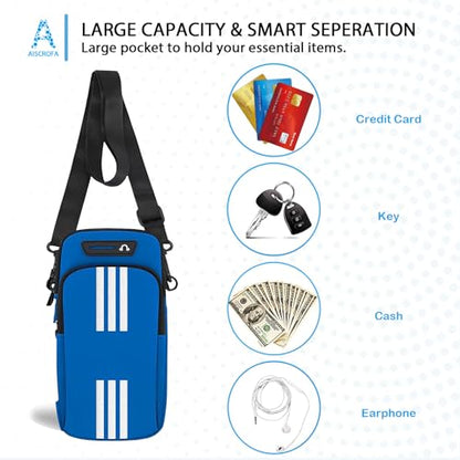 Running Armband, Cell Phone Purse Small Crossbody Bags for Women Men Kids Pouch for iPhone 15/14/13 pro/Plus/xs/xr/xs max, Galaxy S22 Ultra and More - color: Blue with Crossbody Strap&Hook