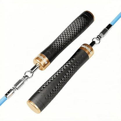 Weighted Jump Rope Set - 1/4LB & 1/2LB Heavy Speed Rope with Quick-Release Handles, 3 PVC Cables (9.8FT), Anti-Slip Grip for Boxing, Cross Training & Home Workout, Includes Carry Case - color: Black&Gold