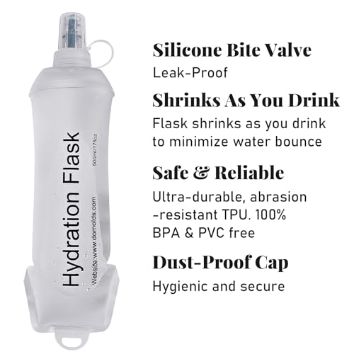 2Pcs 500ml Soft Flask, TPU Collapsible Soft Water Bottle for Hydration Pack, Running Vest, Leak-Proof Folding Water Bottle for Hiking Cycling Climbing Jogging- Wihte - color: 500ML Wihte