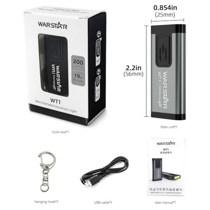 WARSTAR Keychain Flashlight with Personal Safety Alarm, 200LM Mini EDC Light, USB-C Rechargeable Emergency Siren for Women & Night Safety (2pack,Grey*2) - color: 2pack,Grey*2
