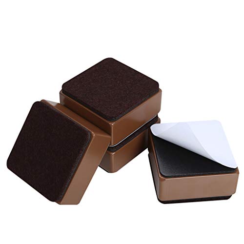 Ezprotekt 1.2 Inch Bed and Furniture Risers, Heavy Duty Square Sofa Tables Couch Chair Risers, Width 2.4"-Adds 1.2" Height, Supports 20,000 lbs, Protect Carpet & Floors from Scratches (4 Pack, Brown) - color: Brown, size: 1.2" x 2.4"