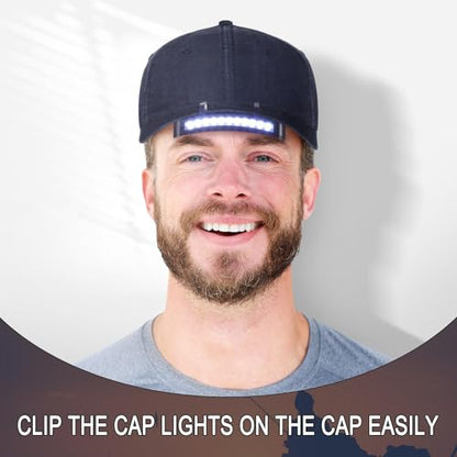 Hortsun 10 Pcs Light Clip 11 LED Cap Lights Clip on Hat Headlamp Battery Cap Brim Lamp Black Waterproof Ultra Bright Flashlight for Hunting Camping Fishing Hiking - style: Battery