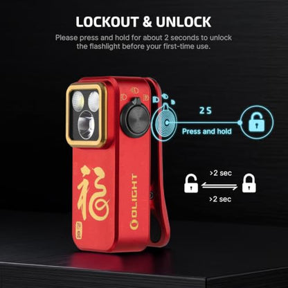 OLIGHT Oclip Pro Rechargeable EDC Clip-on Flashlight, FS Red - color: Red