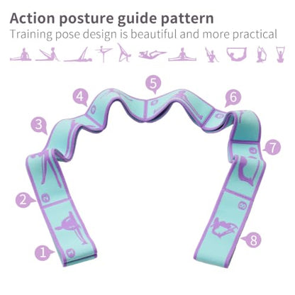 Adjustable Stretch Strap for Kids, 8-Loop Elastic Resistance Band for Children Gymnastics, Ballet Dance, Yoga, Stuff，Pilates & Flexibility Training, Home Exercise Equipment for Girls - color: Blue