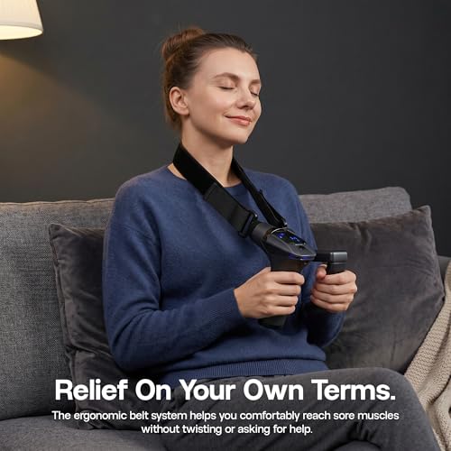 3-in-1 Detachable Deep Tissue Massage Gun with Long Extension Handle for Self-Back Massage and Pain Relief, 4 Massage Heads, 12 Speeds, Muscle Massager for Back, Shoulders, and Neck