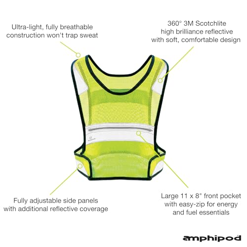 Amphipod Full-Visibility Reflective Vest, Outdoor Safety Running Gear - color: Hi-viz Green, size: Large