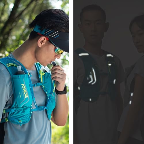 Azarxis Running Water Bottles Flask BPA Free Leakproof Hydration Vest Packs Waist Belt Replacement for Triathlon Marathon Hiking Cycling Climbing Runner - color: #6 Mint Blue (5L) - with 2 Soft Flasks (500ml)