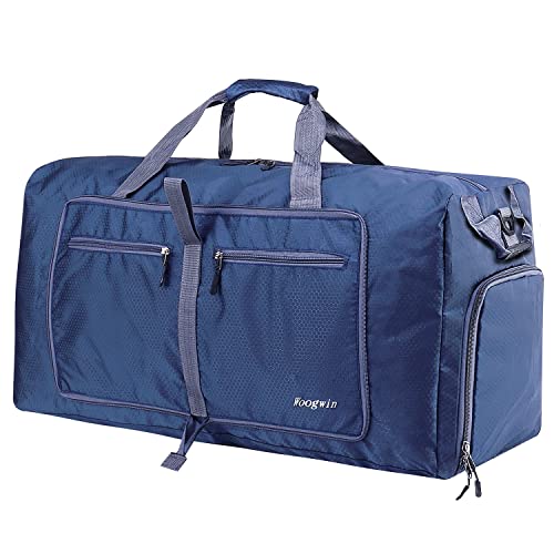 Woogwin Travel Duffel Bag Large Foldable Waterproof Overnight Bag for Beach Swim Bags Pool Sports Gym - color: 100L Darkblue