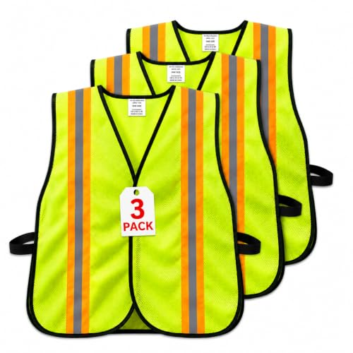 Lightweight Reflective Mesh Safety Vest with Hook and Loop - color: Yellow 3p