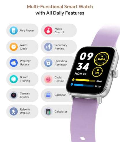 Smart Watch for Women/Men, Bluetooth Calling, Alexa built-in, iOS Android - color: Light Purple