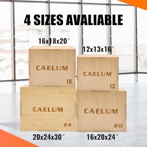 CAELUM 3-in-1 Wood Plyo Box, Non-Slip Plyometric Jump Box for Gym, Squats - color: wood, size: 30" x 24" x 20"