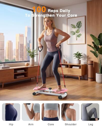 Waist Twister Machine Exercise, 326 lbs Ab Twister Board for Exercise, Home Gym, Balance Training & Fat Burning, Noiseless Workout Equipment for Women & Men - Twist Exercise Machine - color: Light Pink