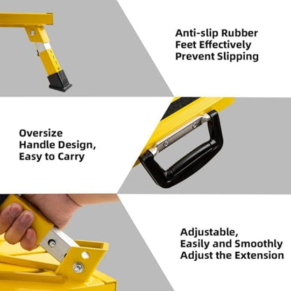 Homeon Wheels Large Adjustable Aluminum RV Step Stool, Folding Non-Slip Platform - color: Yellow Large