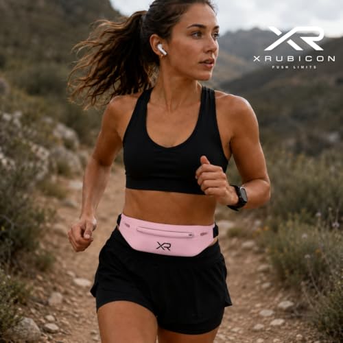 Running Belt Waist Pack for Men & Women, Slim Running Fanny Pack- Adjustable Fitness Waist Pouch, Bounce Free Jogging Belt, Waterproof Zipper, Reflective Running Gear (Pink) - color: Pink