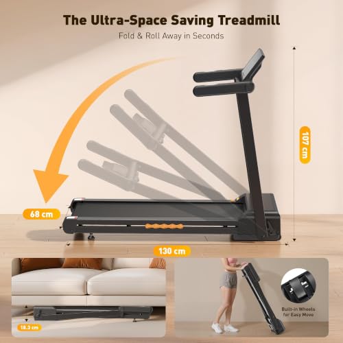 JAGJOG Foldable Auto Incline Treadmill, 15%/18% Incline Option, 300-400 lb - size: 15% incline+300 lb