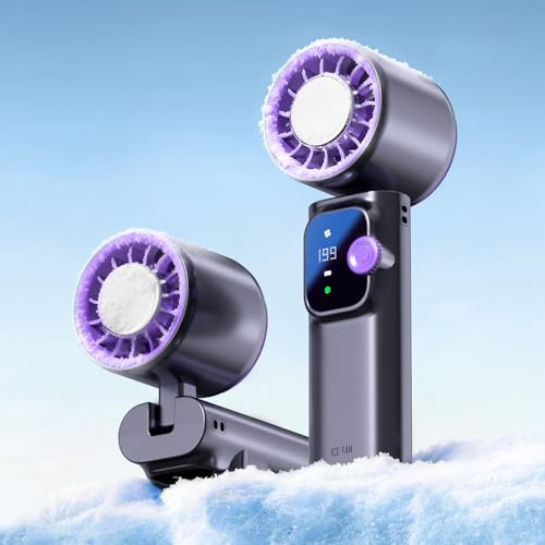 Portable Handheld Fan, Ice Cooling Personal Fan,Rechargeable Mini Fan(Grey) - color: Grey