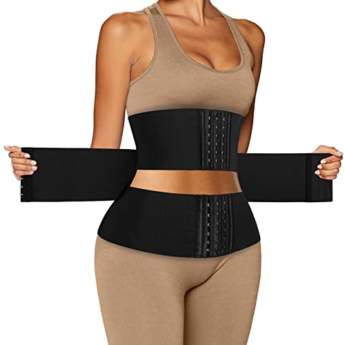 Women Waist Trainer Cincher 3 Straps Tummy Control Body Shaper - color: Black - Hooks - 3 Half Belts - Super Abdominal Compression, size: XX-Small