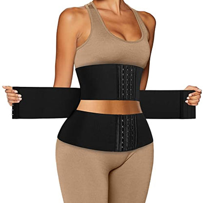 Women Waist Trainer Cincher 3 Straps Tummy Control Body Shaper - color: Black - Hooks - 3 Half Belts - Super Abdominal Compression, size: XX-Small