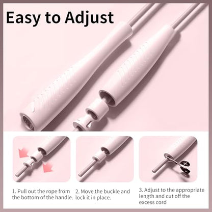 Jump Ropes Kids, Adjustable Children Jump Rope with ABS Handles and PVC Rope for Child Student Toddler - color: Pink