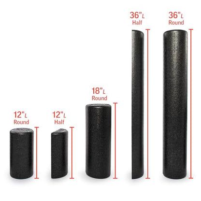 OPTP AXIS Firm Density Foam Roller – Half-Round, Black, 12" X 3" - color: Black - 12" X 3" Half-round