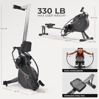 Sunny Health & Fitness Smart 360° Dual-Function Magnetic Rowing Machine, Full-Motion Workout with 51-Inch Extended Rail, Total-Body Training for Home, Free SunnyFit APP Connection